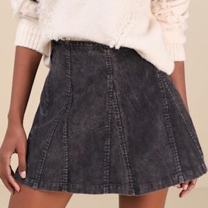 Lulus Cutest Expectation Washed Black Corduroy Mini Skirt - Size XL